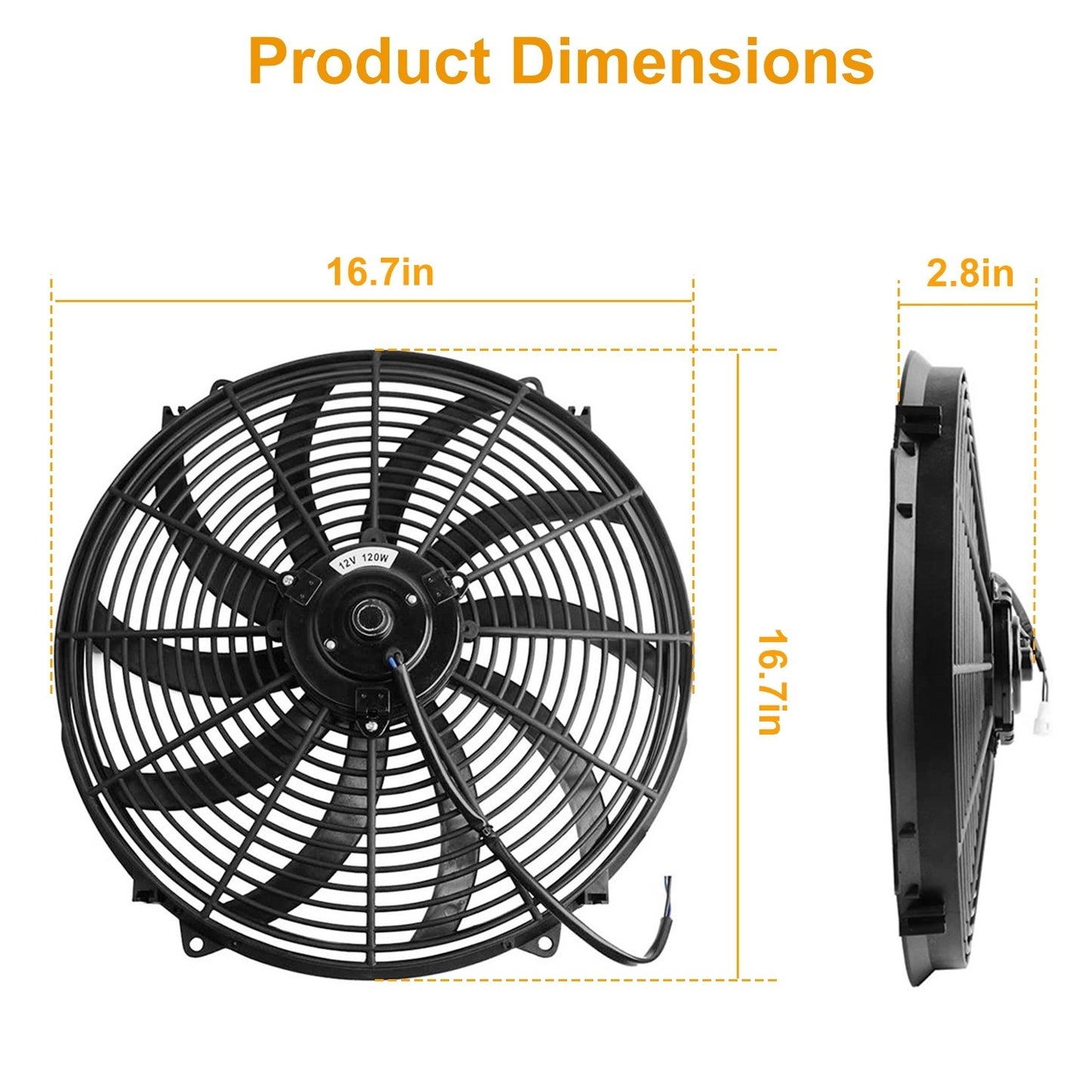 16 Inch Electric Radiator Cooling Fan 12V 120W 10 Blades Car with - Premium Engine Cooling & Climate Control from Rapidvehicles - Just $62.99! Shop now at Rapidvehicles