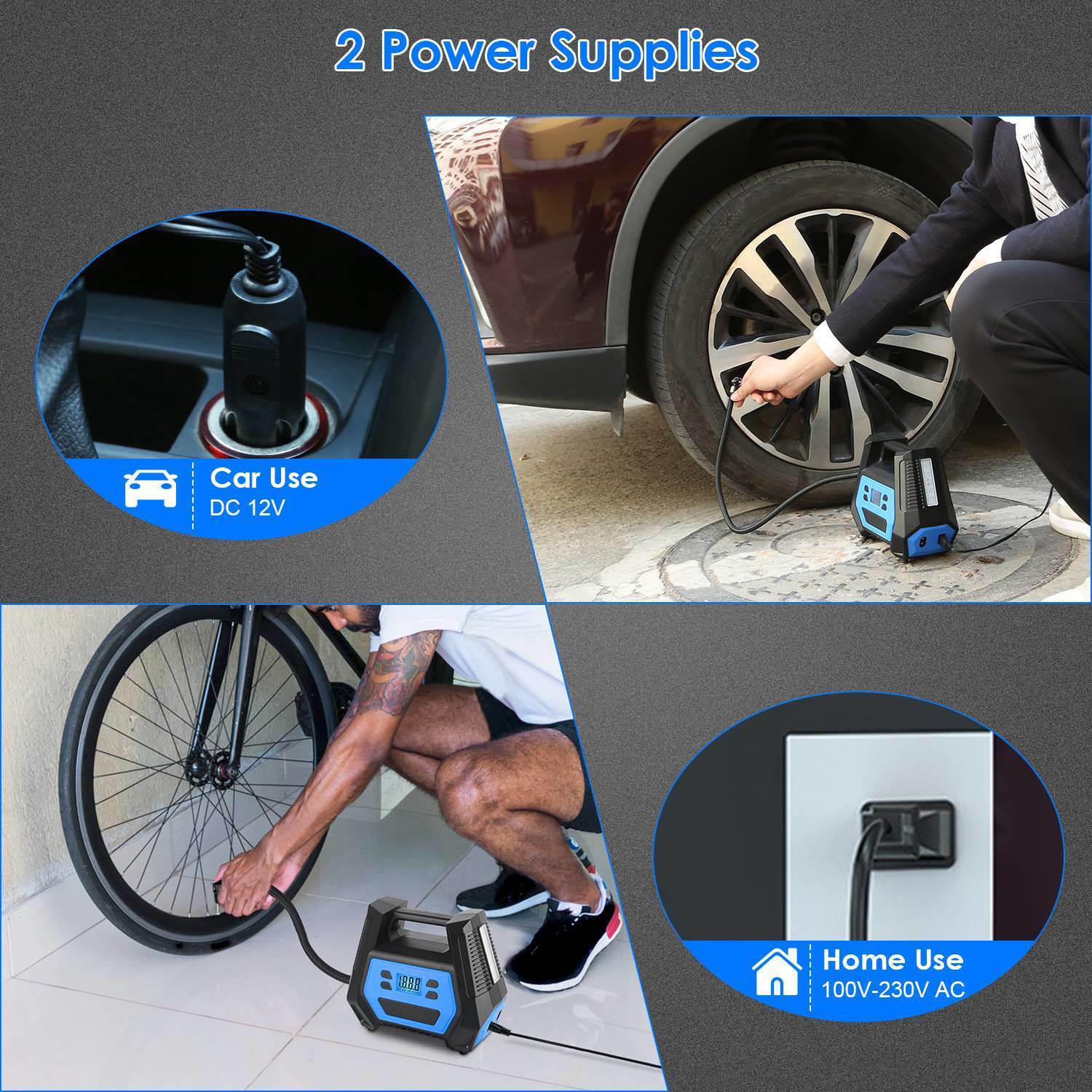 Portable Tire Inflator 150 PSI 120W Max Power Tire Pump with Digital Display LED Light Inflatable Nozzle Needle Fuse Air Compressor for Bikes Motorbikes Cars Balls - Premium Air Compressors & Inflators from Rapidvehicles - Just $59.99! Shop now at Rapidvehicles