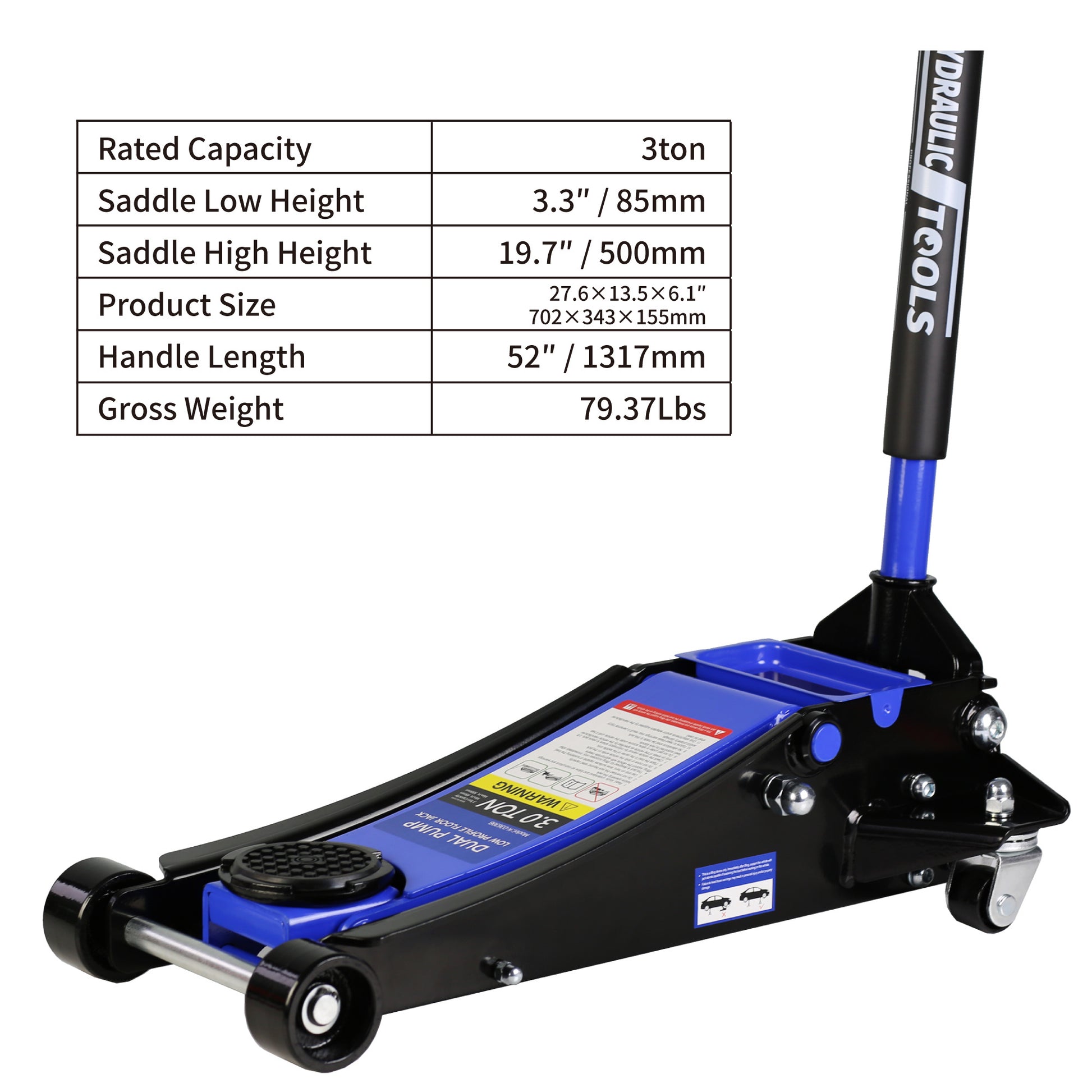 3t Low Profile Jack, Blue and Black, Ultra Low Floor Jack with - Premium Accessories from Rapidvehicles - Just $249.96! Shop now at Rapidvehicles