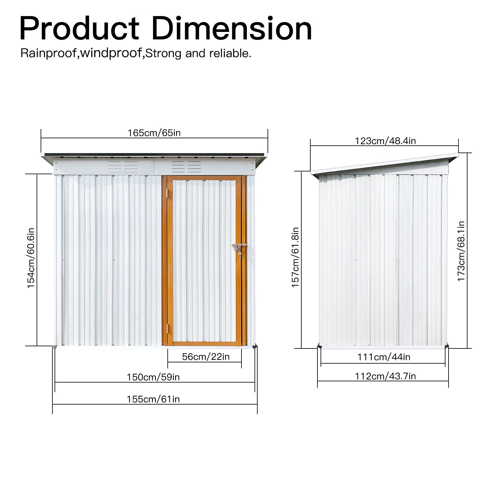 Metal garden sheds 5ftx4ft outdoor storage sheds white+yellow - Premium Carports from Rapidvehicles - Just $221.99! Shop now at Rapidvehicles