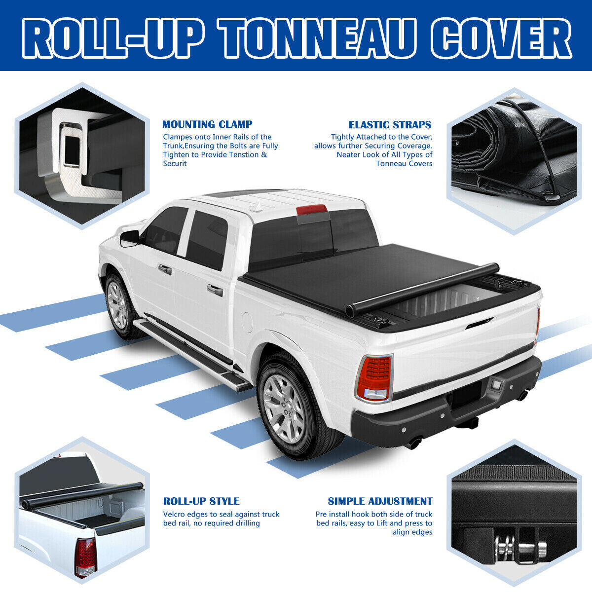 Soft Roll Up 6.5ft Bed Truck Bed Tonneau Cover 09-22 Dodge Ram - Premium Accessories from Rapidvehicles - Just $283.99! Shop now at Rapidvehicles