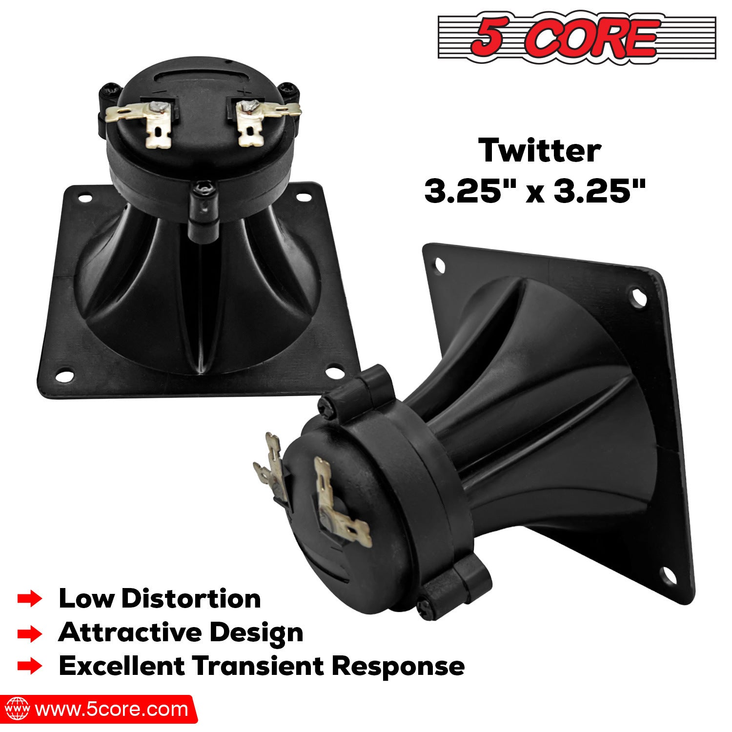 5 Core Tweeter 3.25" x 3.25" o 40W Max Component Square Driver o - Premium Car Speakers & Speaker Systems from 5 Core - Just $42.04! Shop now at Rapidvehicles