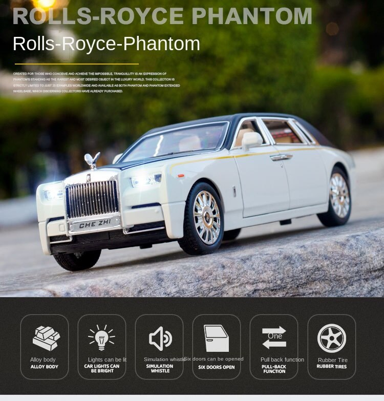 1/24 Rolls-Royce alloy car model phantom back sound and light toy car six open door simulation metal car box - Premium Vehicle Playsets from Rapidvehicles - Just $57.99! Shop now at Rapidvehicles