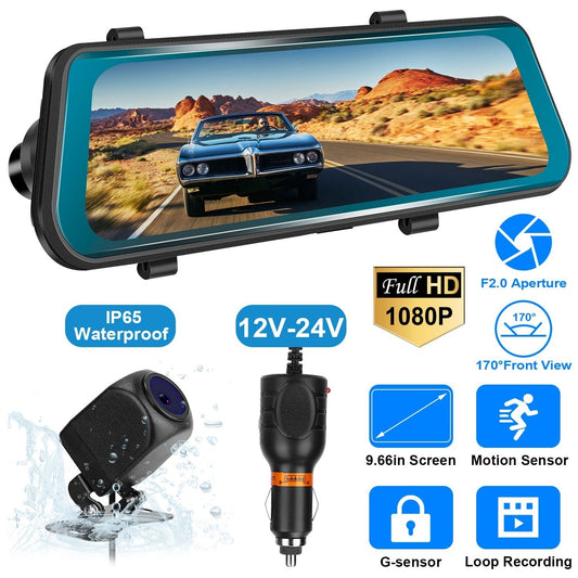 FHD 1080P Car DVR Dash Camera 9.66In Vehicle Driving Recorder w/ - Premium On-Dash Video from Rapidvehicles - Just $110.99! Shop now at Rapidvehicles