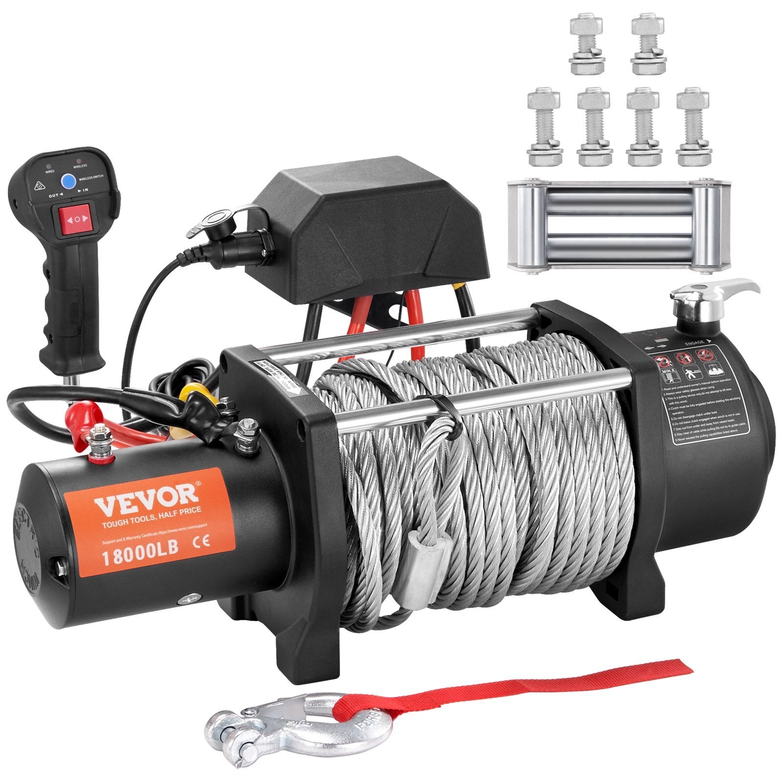 VEVOR Electric Winch, 12V 18,000 lb Load Capacity Steel Rope Winch, IP67 7/16" x 85ft ATV Winch with Wireless Handheld Remote & 4-Way Fairlead for Towing Jeep Off-Road SUV Truck Car Trailer Boat - Premium Electric Winch from VEVOR - Just $499.13! Shop now at Rapidvehicles