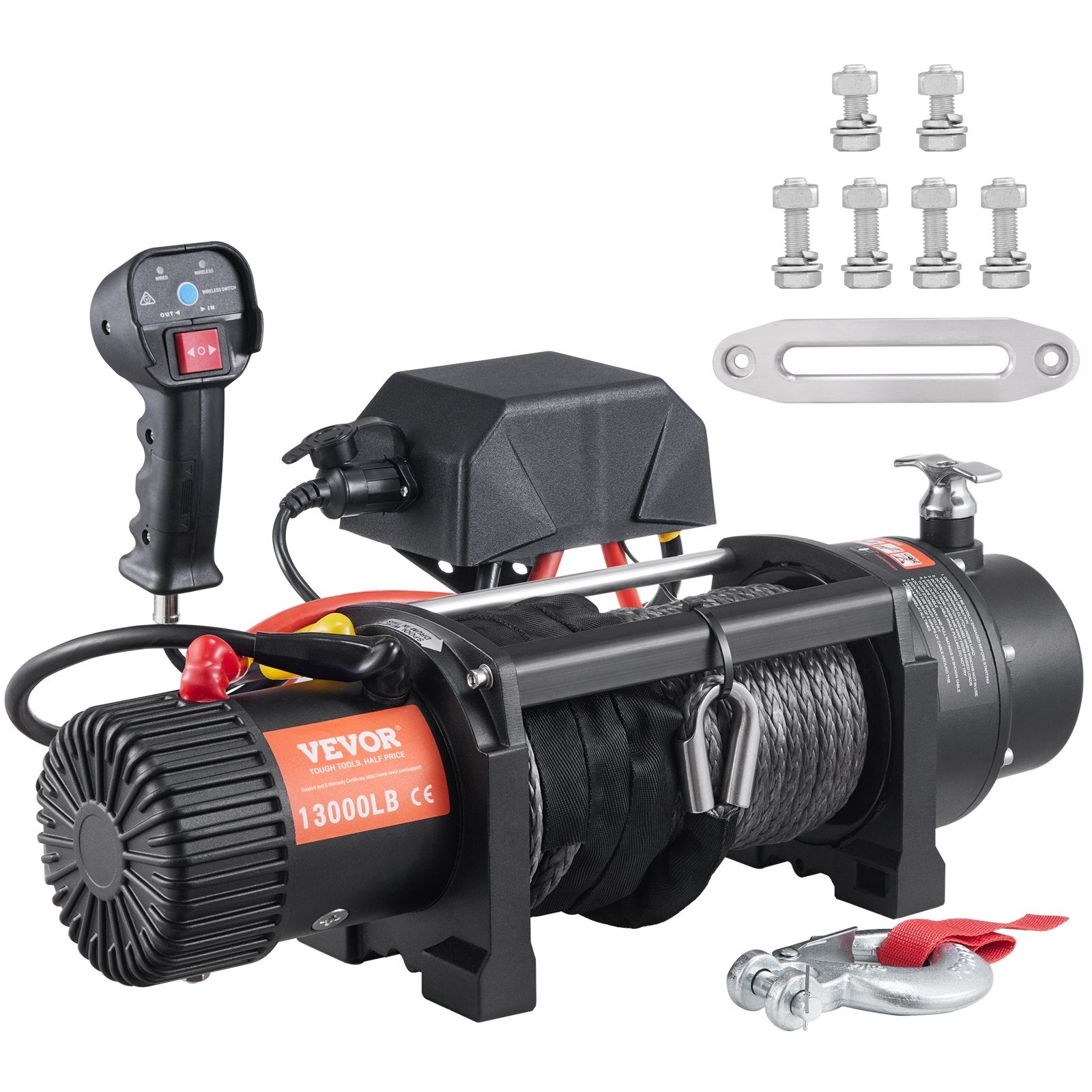 VEVOR Electric Winch, 12V 13,000 lb Load Capacity Nylon Rope Winch, IP67 3/8" x 85ft ATV Winch with Wireless Handheld Remote & Hawse Fairlead for Towing Jeep Off-Road SUV Truck Car Trailer Boat - Premium Electric Winch from VEVOR - Just $406.07! Shop now at Rapidvehicles