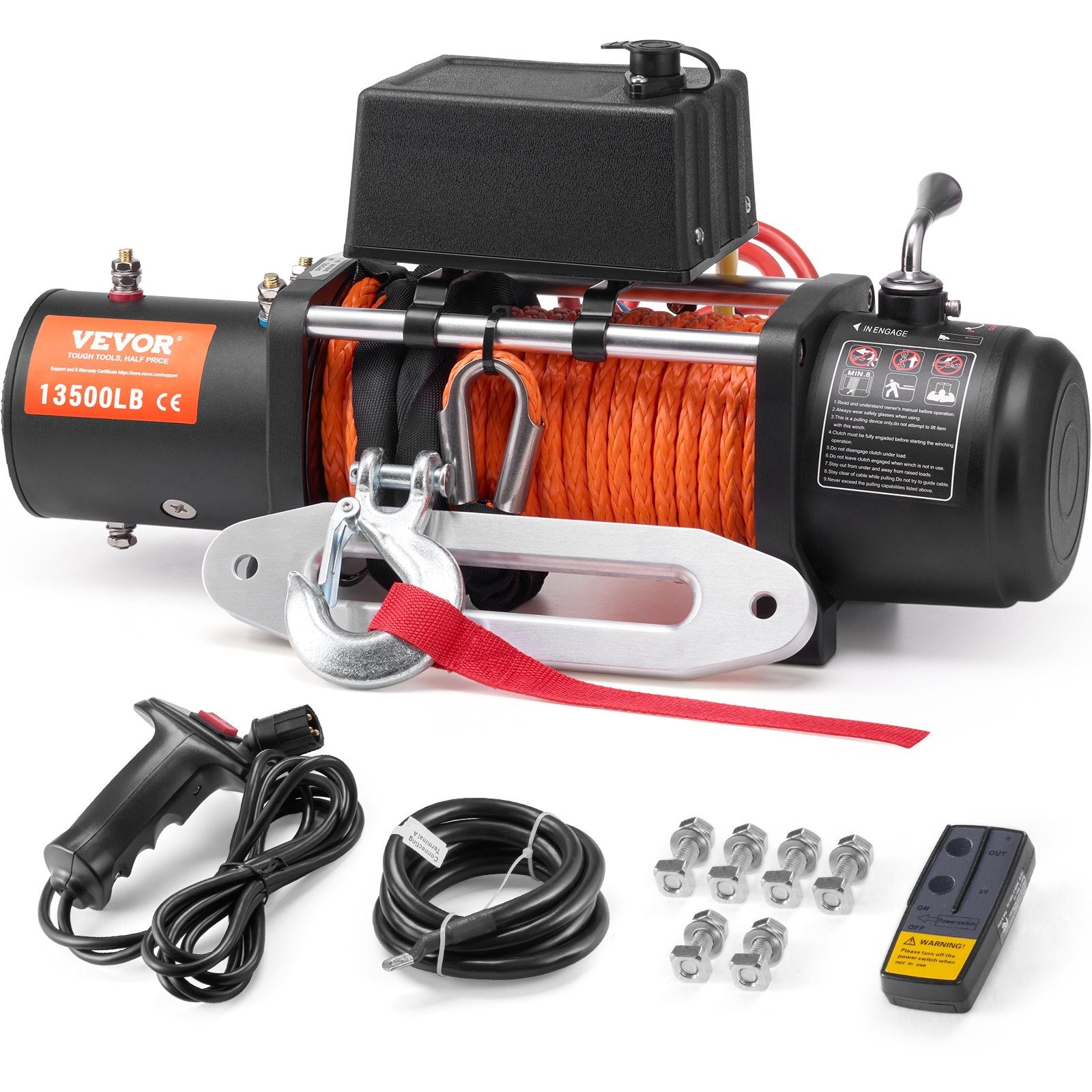 VEVOR Electric Winch Truck 13,500 lb Synthetic Rope Waterproof Remote Control - Premium Electric Winch from VEVOR - Just $411.71! Shop now at Rapidvehicles