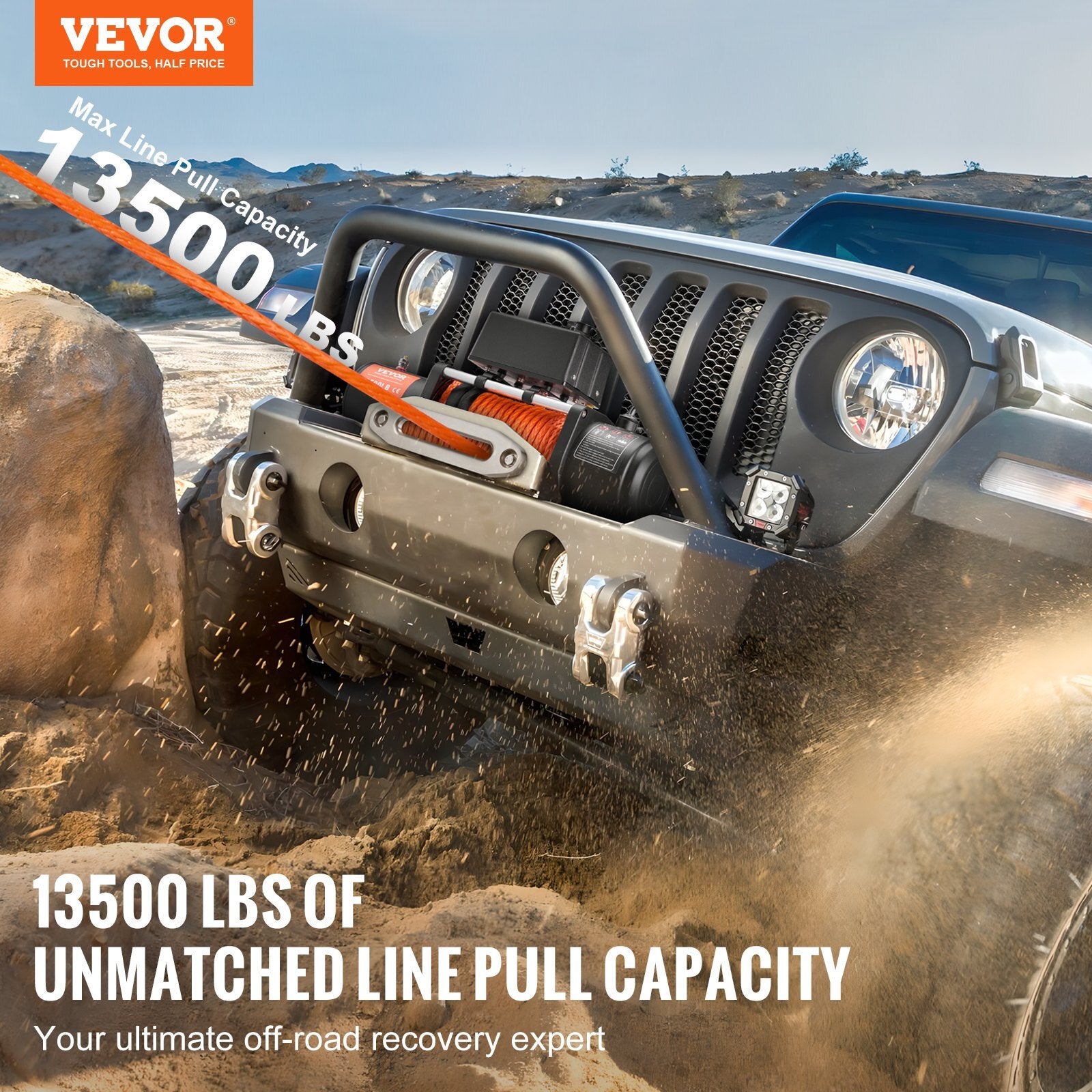 VEVOR Electric Winch Truck 13,500 lb Synthetic Rope Waterproof Remote Control - Premium Electric Winch from VEVOR - Just $379.59! Shop now at Rapidvehicles