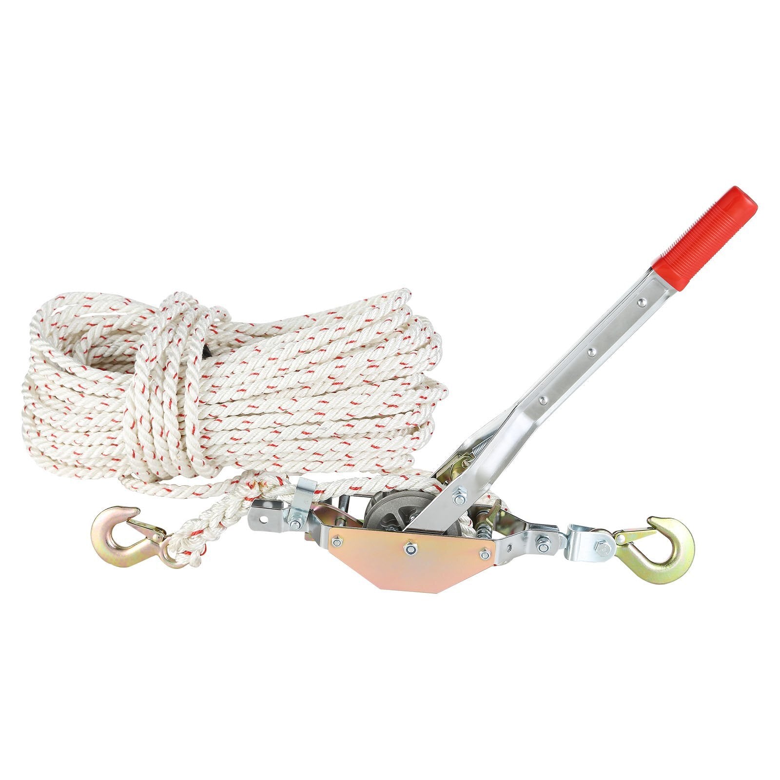 VEVOR Rope Puller, 3/4 Ton (1,653 lbs) Pulling Capacity, with 100' of 0.6" dia. Rope, 2 Hook, Come Along Winch, Heavy Duty Ratchet Power Puller Tool for Moving Boats, Securing Items, Transporting Logs - Premium Towing Winches from VEVOR - Just $95.69! Shop now at Rapidvehicles