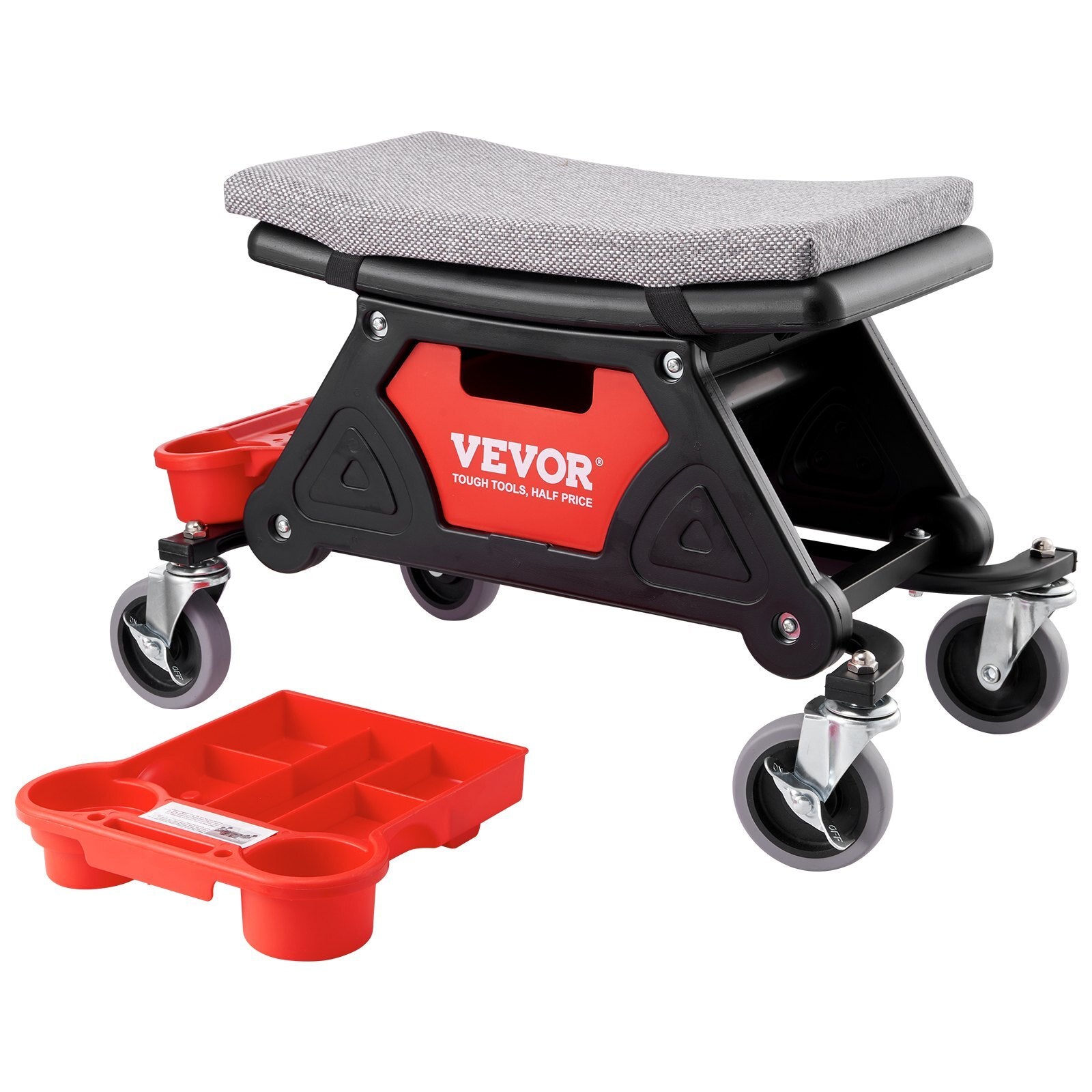 VEVOR Mechanics Stool, 300 LBS Capacity Rolling Mechanic Seat with 4" Wheels, with Three Slide Out Tool Trays and Drawer, Heavy Duty Roller Creeper Seat for Home Garage DIY Automotive - Premium Shop Stool from VEVOR - Just $85.54! Shop now at Rapidvehicles