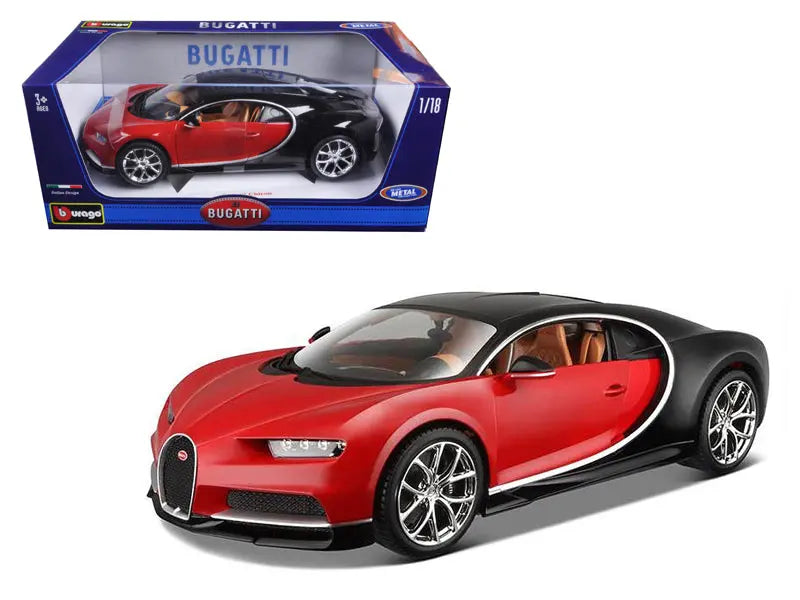 B  1 isto 18 2016 Bugatti Chiron Diecast Model Car, Red with Black 