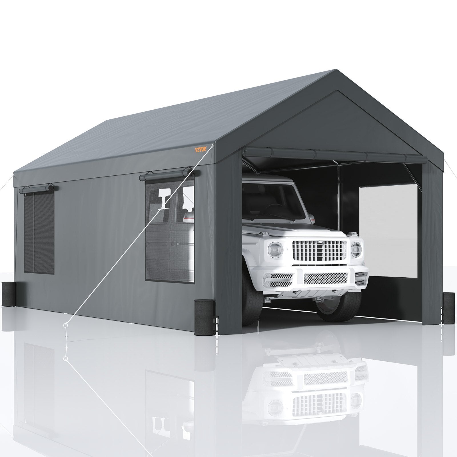 VEVOR Carport, Heavy Duty 10x20ft Car Canopy, Outdoor Garage Shelter with Removable Sidewalls, Roll-up Ventilated Windows & Door, UV Resistant Waterproof All-Season Tarp for Car, Truck, Boat, Darkgray - Premium Carports from VEVOR - Just $350.99! Shop now at Rapidvehicles