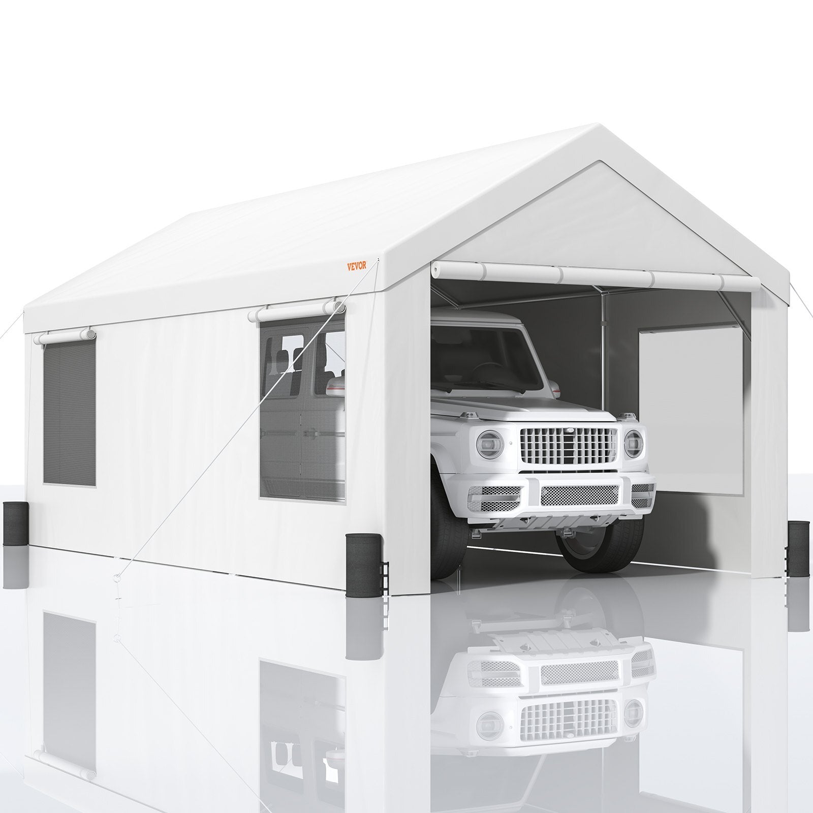 VEVOR Carport, Heavy Duty 10x20ft Car Canopy, Outdoor Garage Shelter with Removable Sidewalls, Roll-up Ventilated Windows & Doors, UV Resistant Waterproof All-Season Tarp for Car, Truck, Boat, White - Premium Carports from VEVOR - Just $350.99! Shop now at Rapidvehicles