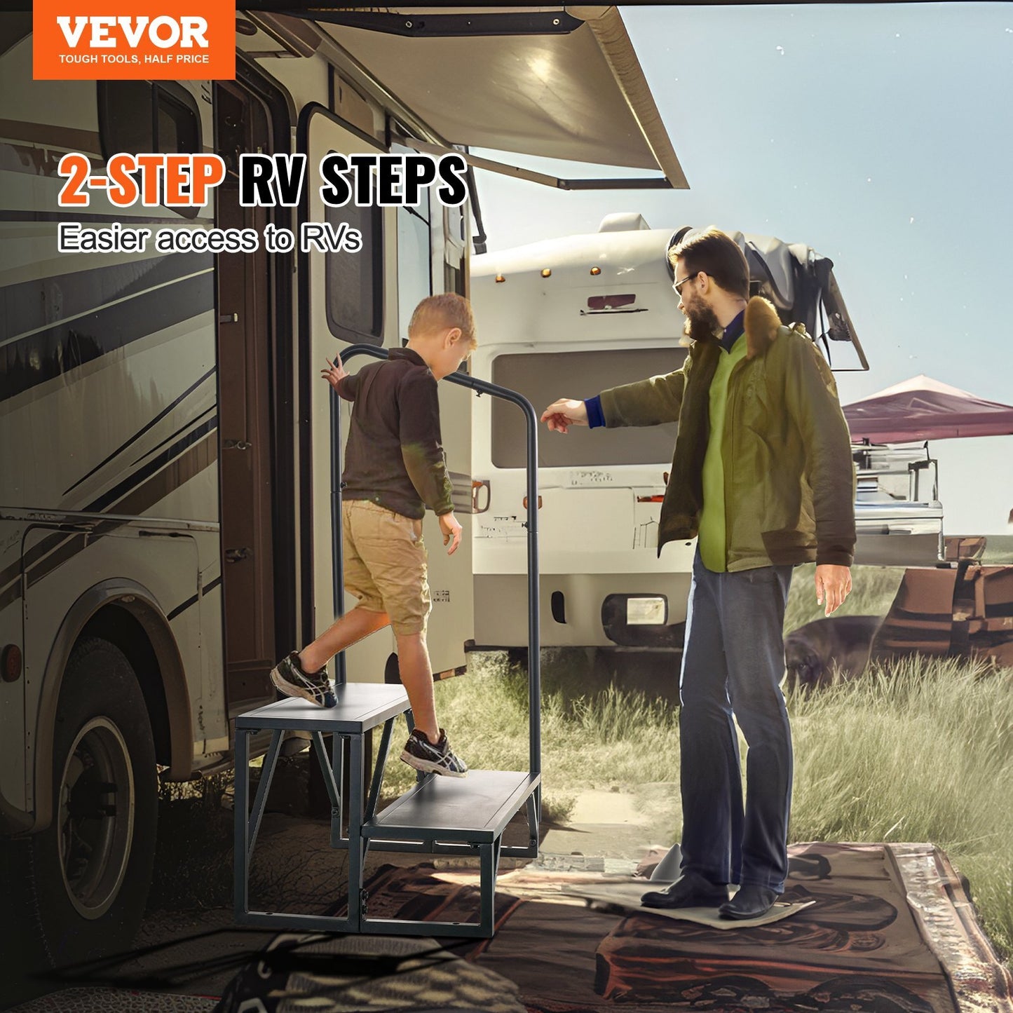 VEVOR RV Steps, 2-Step RV Stairs, 440 LBS Load Capacity, - Premium RV Step from VEVOR - Just $104.33! Shop now at Rapidvehicles