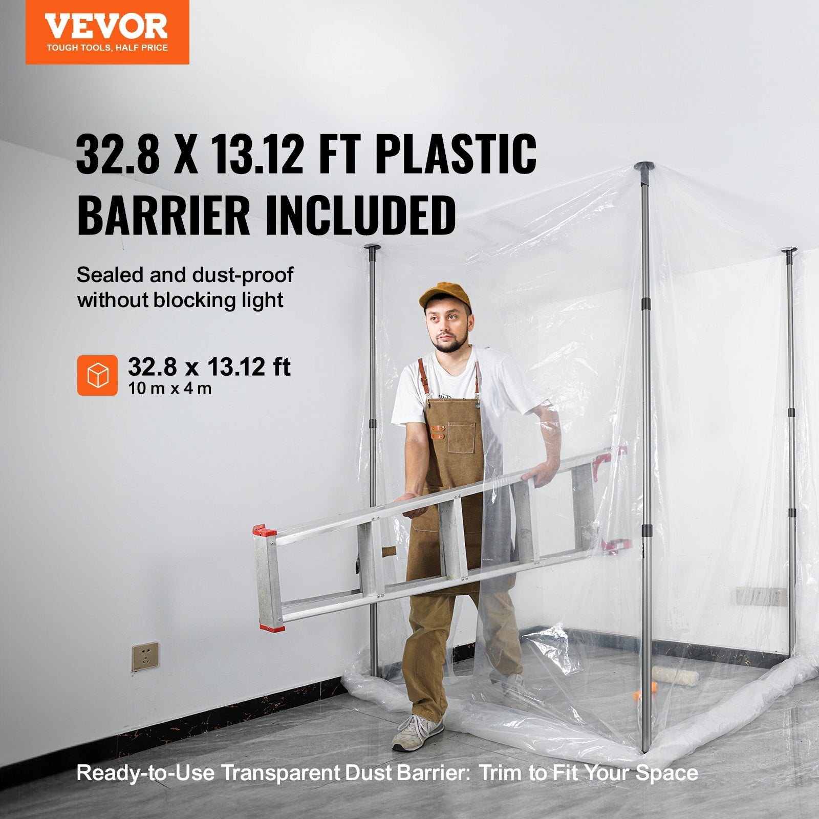 VEVOR Dust Barrier Poles, Carry Bag, 10 Ft Poles with 4 - Premium Dust Barriers from VEVOR - Just $95.69! Shop now at Rapidvehicles