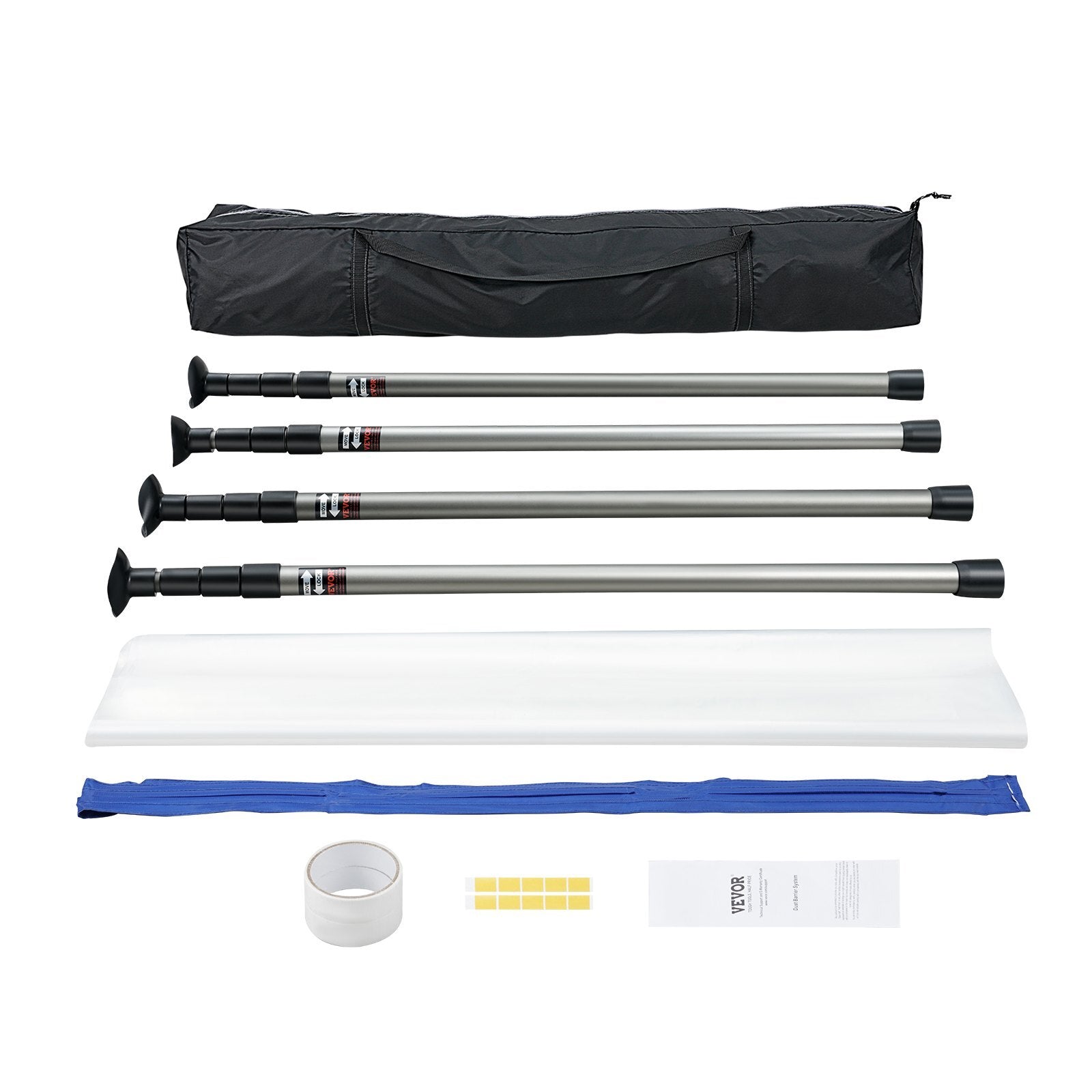 VEVOR Dust Barrier Poles, 10 Ft Barrier Poles, Dust Barrier System with 4 Telescoping Poles, Carry Bag and 32.8x13.12 Ft Plastic Film, for Interior Decoration, Painting - Premium Dust Barriers from VEVOR - Just $102.19! Shop now at Rapidvehicles