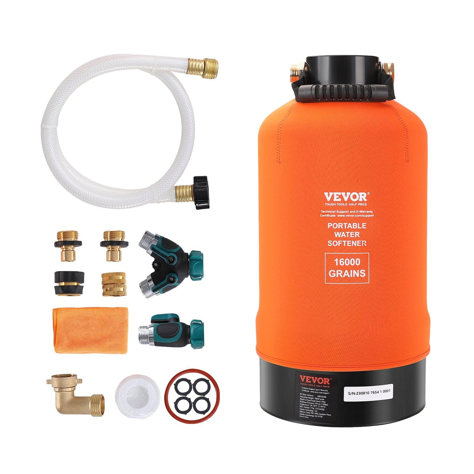 VEVOR RV Water Softener, 16,000 Grain Portable Water Softener, with 3/4" Brass Fittings and 42" Hose, Soften Hard Water Filter System for RVs, Trailers, Boats, Mobile Car Washing, Pressure Washing - Premium Water Filtration Systems & Parts from VEVOR - Just $166.39! Shop now at Rapidvehicles