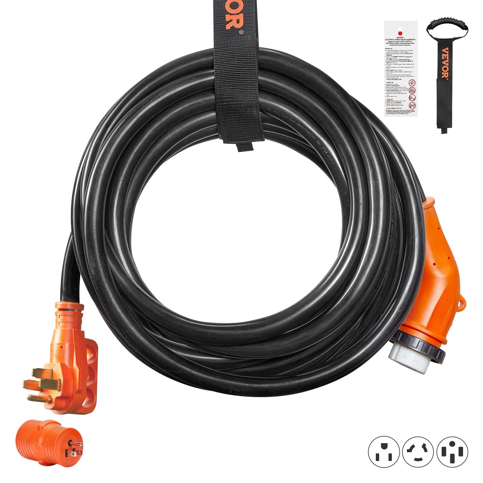 VEVOR 25 ft RV Power Cord Generator Cord 50A NEMA 14-50P /NEMA SS2-50RETL Listed - Premium RV Extension Cord from VEVOR - Just $153.39! Shop now at Rapidvehicles