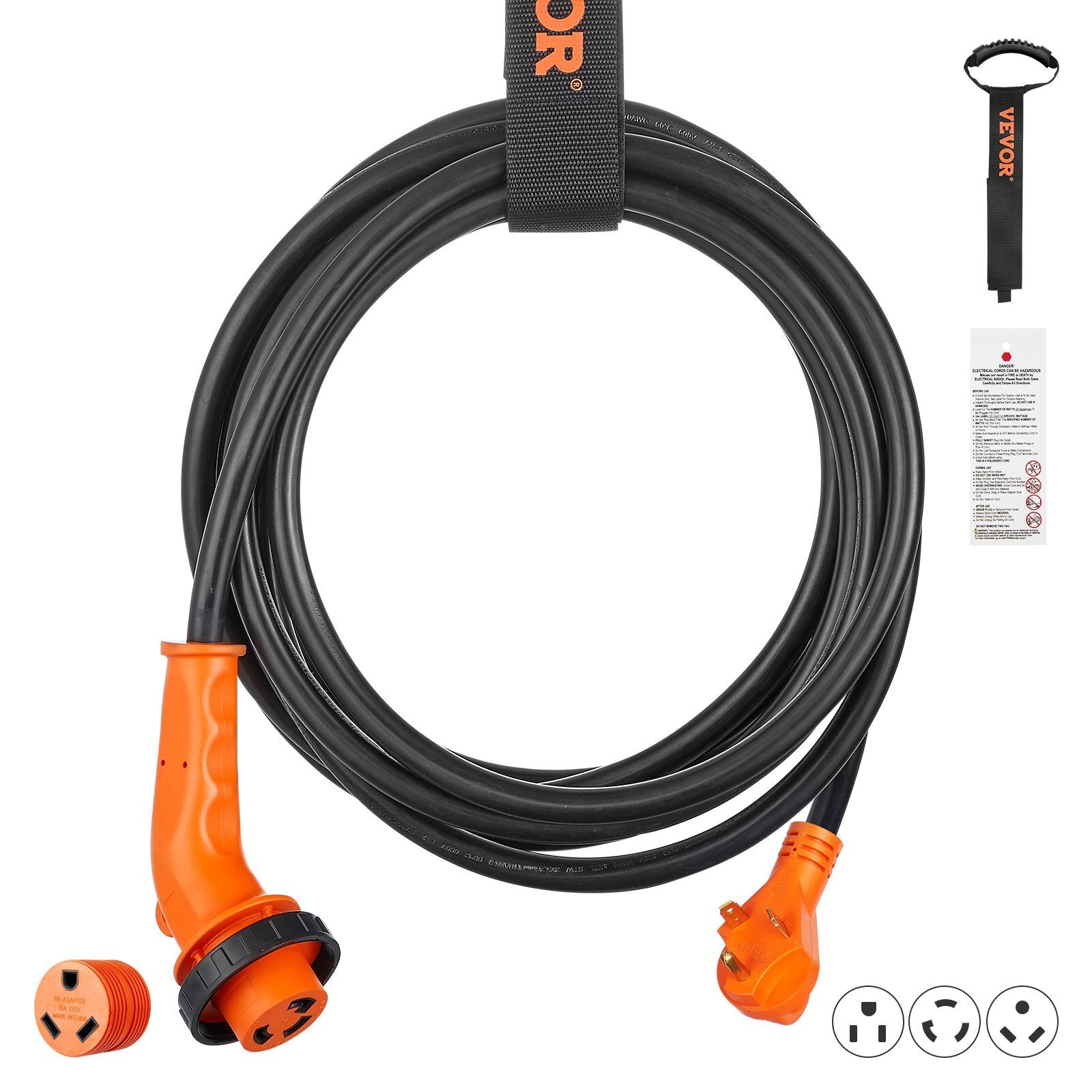 VEVOR 50 ft RV Power Cord Generator Cord 30A NEMA TT-30P/ NEMA L5-30R ETL Listed - Premium RV Extension Cord from VEVOR - Just $111.99! Shop now at Rapidvehicles