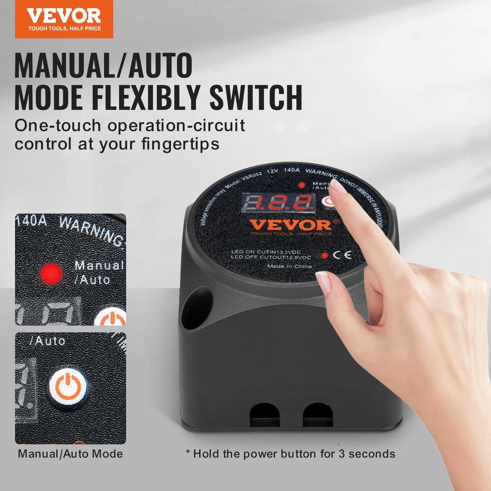 VEVOR Dual Battery Isolator Kit, 12V 140Amp, Manual and Auto Modes VSR Voltage Sensitive Relay with LCD Screen, Smart Battery Isolator for ATV UTV RV Camper Off-Road Vehicle Caravan Truck Boat Yacht - Premium Battery Isolator Kit from VEVOR - Just $69.99! Shop now at Rapidvehicles