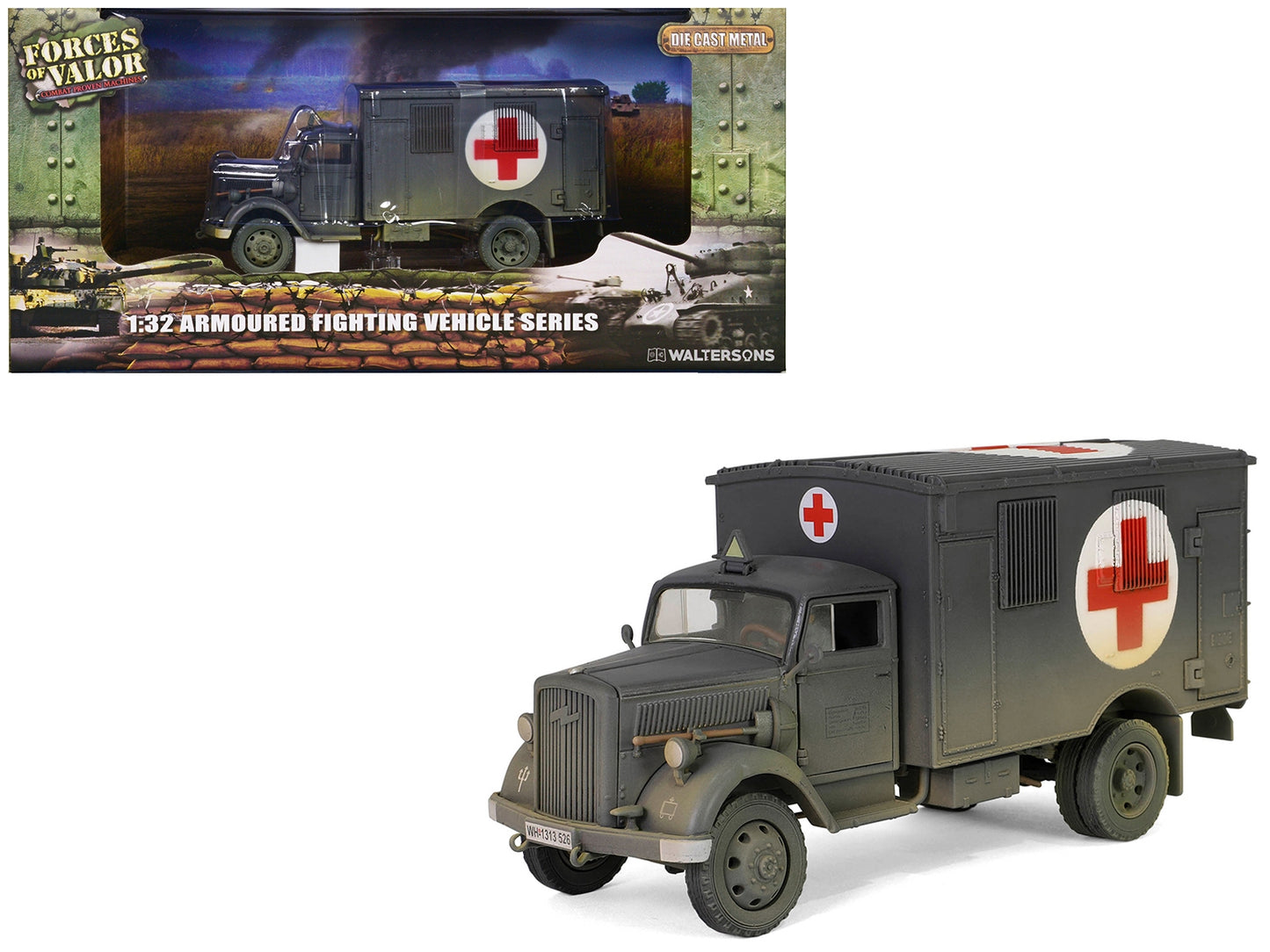 Opel-Blitz Kfz.305 Ambulance Gray (Weathered) "German Army" - Premium Military Models from Forces Of Valor - Just $136.79! Shop now at Rapidvehicles