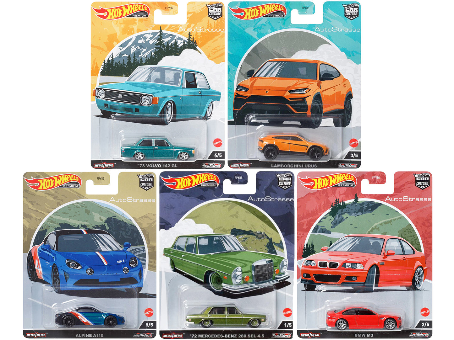 "Auto Strasse" 5 piece Set "Car Culture" Series Diecast Model Cars by Hot Wheels  free shipping USA