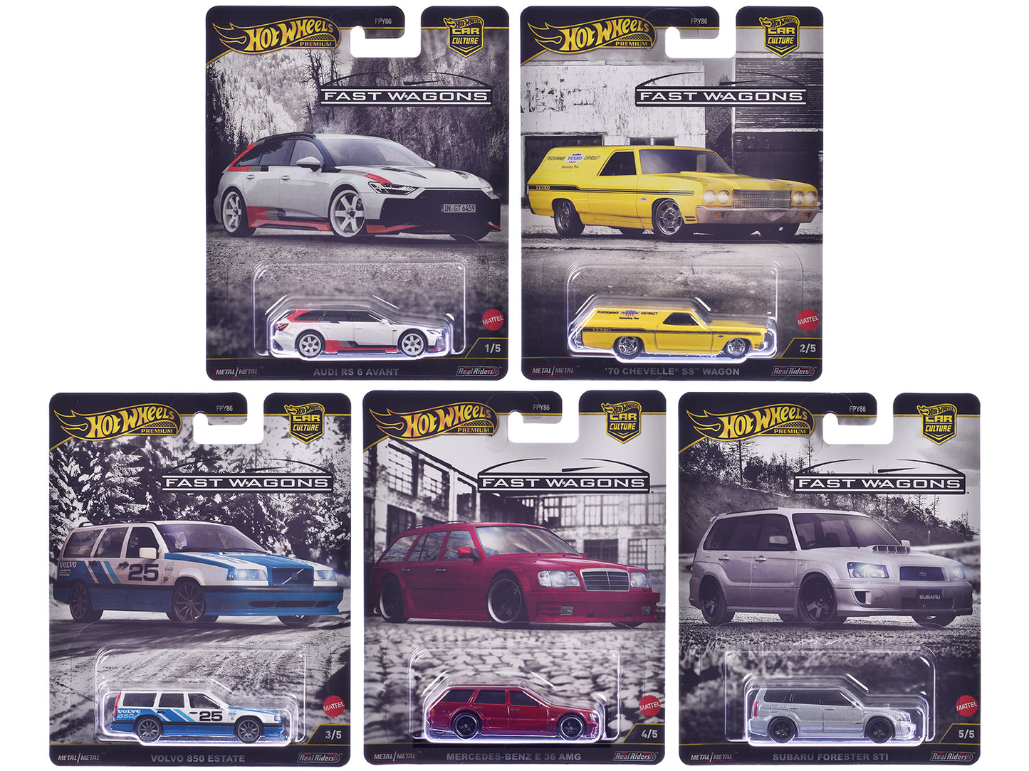 "Fast Wagons" 5 piece Set "Car Culture" 2024 Series J Diecast Model Cars by Hot Wheels - Use code SHOPAPP15 to get 15 percent off