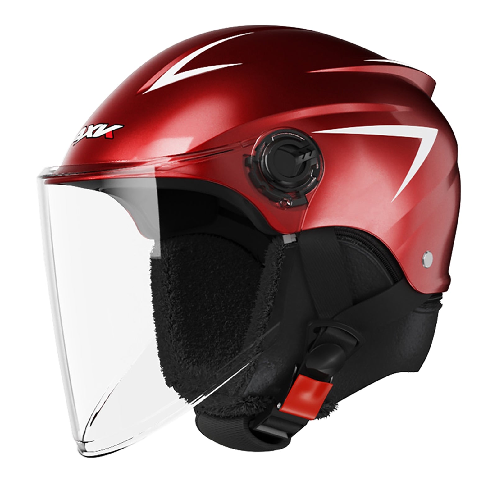 Motorcycle Open Face Helmet Quick Release Buckle Ventilated Helmet With Detachable Scarf For Men Women youth red - Premium Motorcycle Helmets from Rapidvehicles - Just $44.99! Shop now at Rapidvehicles