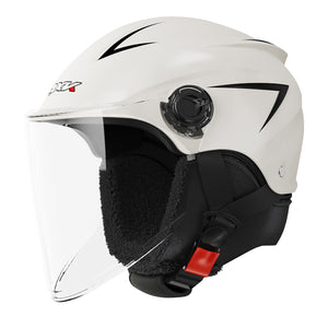 Motorcycle Open Face Helmet Quick Release Buckle Ventilated Helmet With Detachable Scarf For Men Women white - Premium Motorcycle Helmets from Rapidvehicles - Just $44.99! Shop now at Rapidvehicles