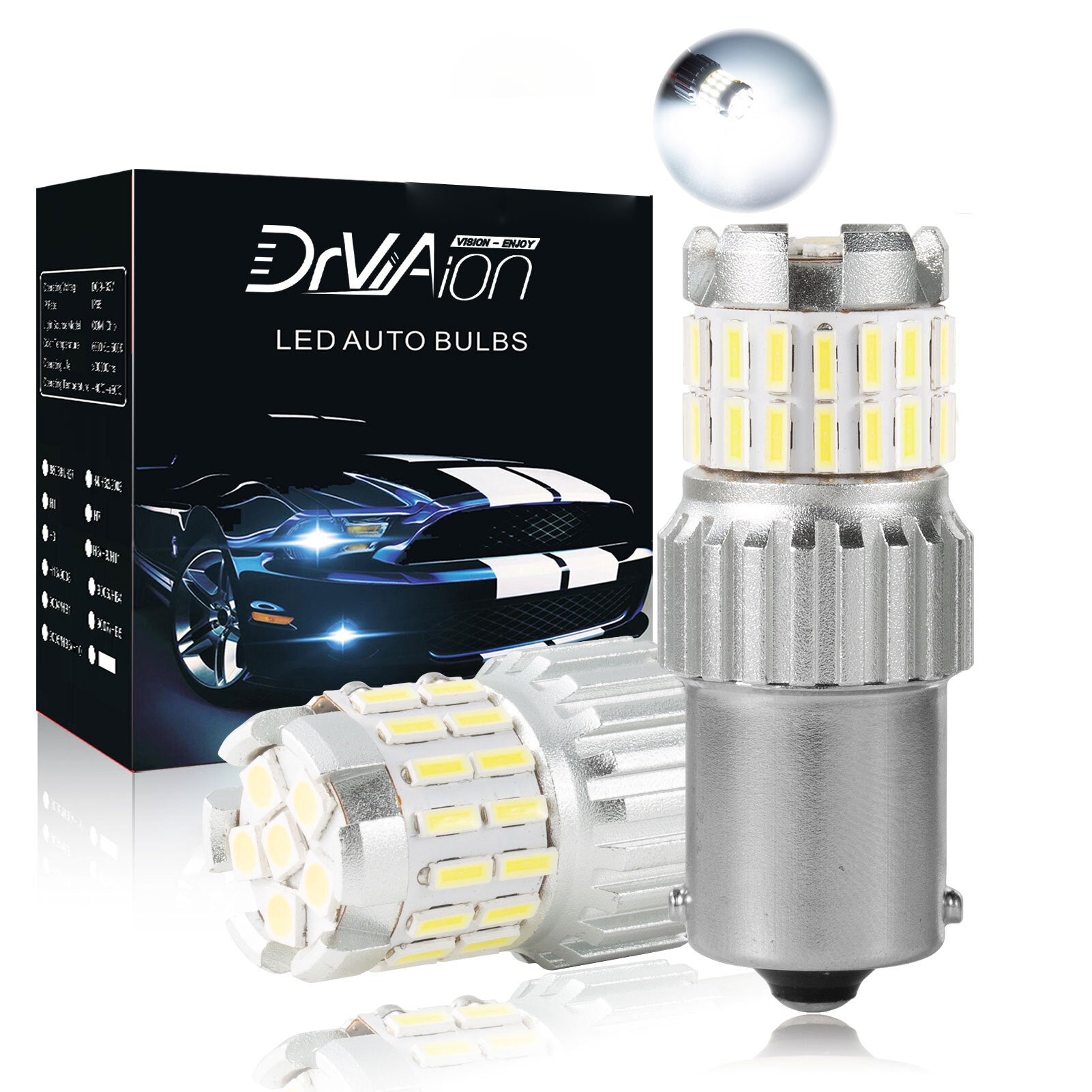 2pcs Fast Heat Disspation Aluminum LED Bulb for Drviaion 1156/1157Canbus Light White light_1156 bau15s py21w - Premium Car LED Lights from Rapidvehicles - Just $19.40! Shop now at Rapidvehicles