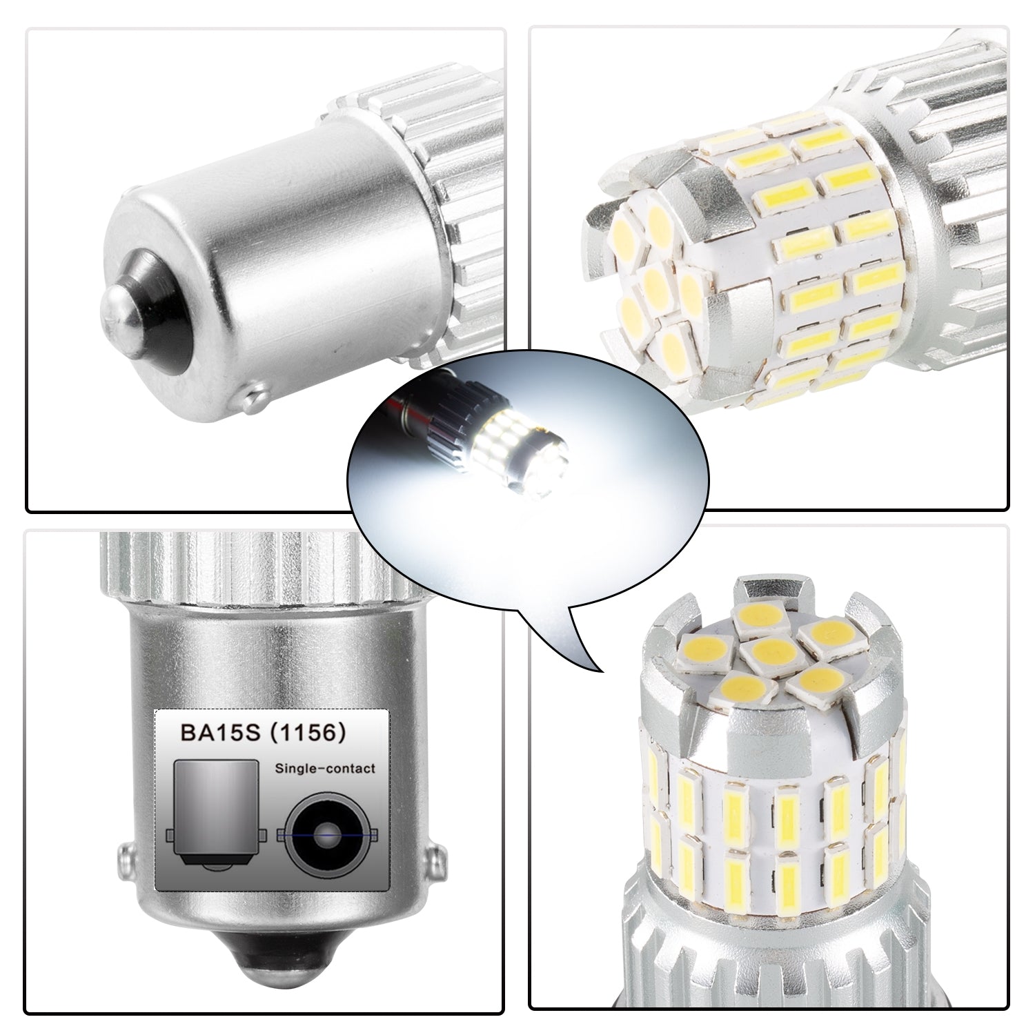 2pcs Fast Heat Disspation Aluminum LED Bulb for Drviaion 1156/1157Canbus Light White light_1156 bau15s py21w - Premium Car LED Lights from Rapidvehicles - Just $19.40! Shop now at Rapidvehicles