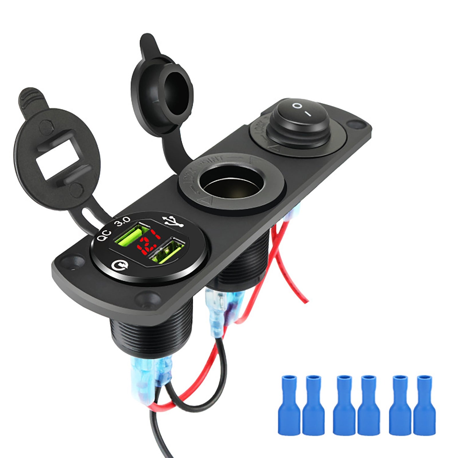 12-24v Rv Car Charger Socket Cigarette Lighter Waterproof Switch Combination Qc3.0 Quick Charge Dual Usb Socket red - Premium Car Chargers from Rapidvehicles - Just $30.99! Shop now at Rapidvehicles