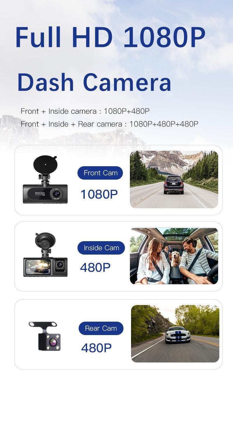 3 Channel Dash Cam Camera, Front Inside and Rear Camera WiFi Camcorder Camera 1080P HD Loop V20 WIFI front+inside - Premium Car DVR from Rapidvehicles - Just $54.36! Shop now at Rapidvehicles