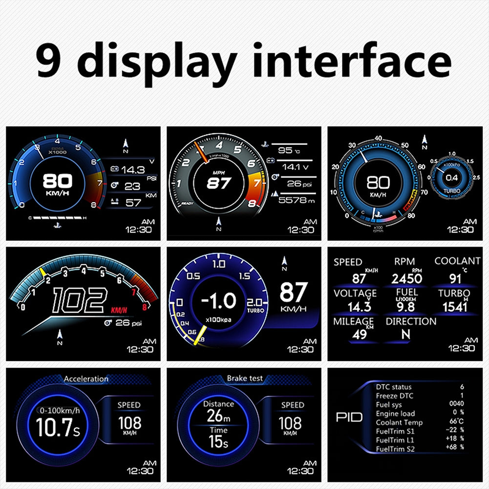 6pcs/set Ap-6 Hud Head-up  Display Obd+gps Dual System Rotatable Bracket 9 Display Modified Code Car Interiors Accessories black - Premium OBD & Diagnostic Tools from Rapidvehicles - Just $73.99! Shop now at Rapidvehicles