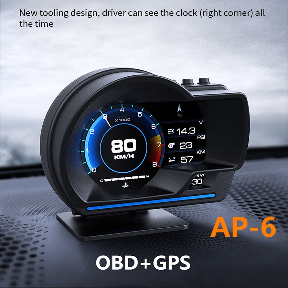 6pcs/set Ap-6 Hud Head-up  Display Obd+gps Dual System Rotatable Bracket 9 Display Modified Code Car Interiors Accessories black - Premium OBD & Diagnostic Tools from Rapidvehicles - Just $73.99! Shop now at Rapidvehicles