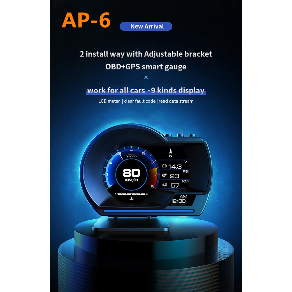 6pcs/set Ap-6 Hud Head-up  Display Obd+gps Dual System Rotatable Bracket 9 Display Modified Code Car Interiors Accessories black - Premium OBD & Diagnostic Tools from Rapidvehicles - Just $73.99! Shop now at Rapidvehicles