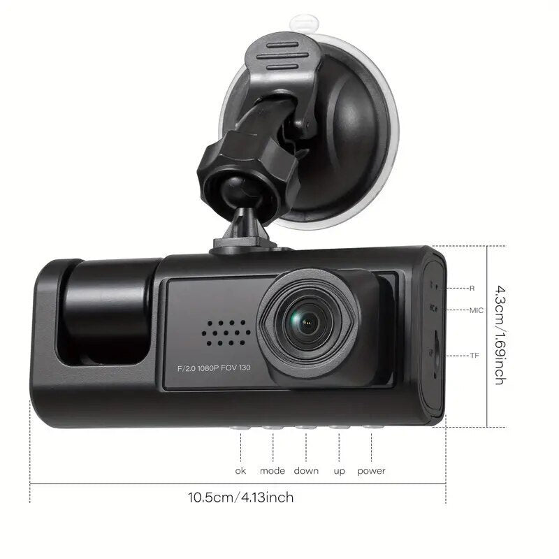 1080P 3 Lens Car Dash Cam Camera Recorder 2.0 Inch IPS Screen 170 Wide Angle Loop Recording C309a + WiFi - Premium Car DVR from Rapidvehicles - Just $41.48! Shop now at Rapidvehicles