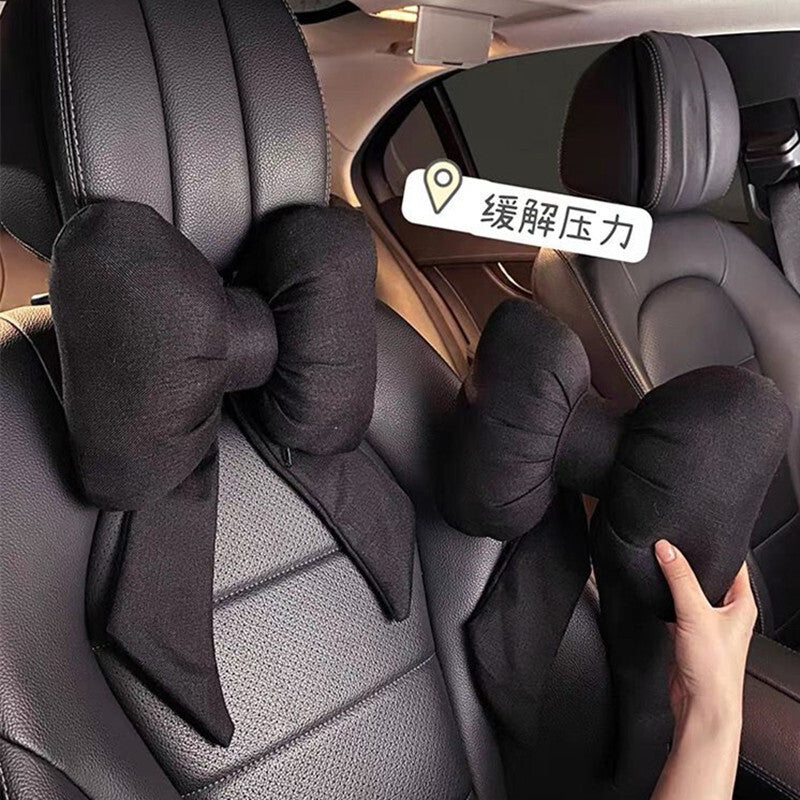 Car Seat Headrest Neck Rest Cushion, Big Bowknot Streamer Shaped Neck Pillow, Quick Buckle Design, Ergonomic Neck Lumbar Support, For Neck/Back Pain Relief waist support-black - Premium Car Seat Cushion from Rapidvehicles - Just $23.99! Shop now at Rapidvehicles