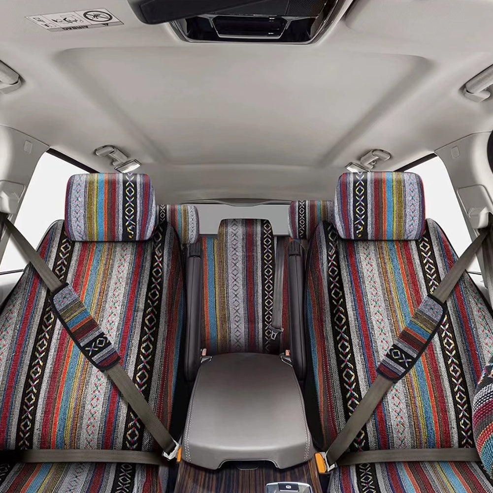 Car Seat Covers Stripe Multicolor Stripe Boho Print Automotive Seat Protector With Steering Wheel Seat Belt Cover 10 piece set General 5-seat - Premium Car Seat Cushion from Rapidvehicles - Just $61.99! Shop now at Rapidvehicles