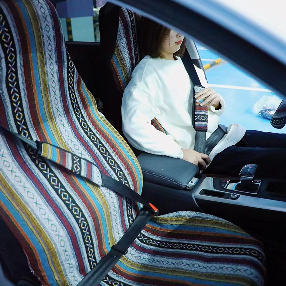 Car Seat Covers Stripe Multicolor Stripe Boho Print Automotive Seat Protector With Steering Wheel Seat Belt Cover 10 piece set General 5-seat - Premium Car Seat Cushion from Rapidvehicles - Just $61.99! Shop now at Rapidvehicles