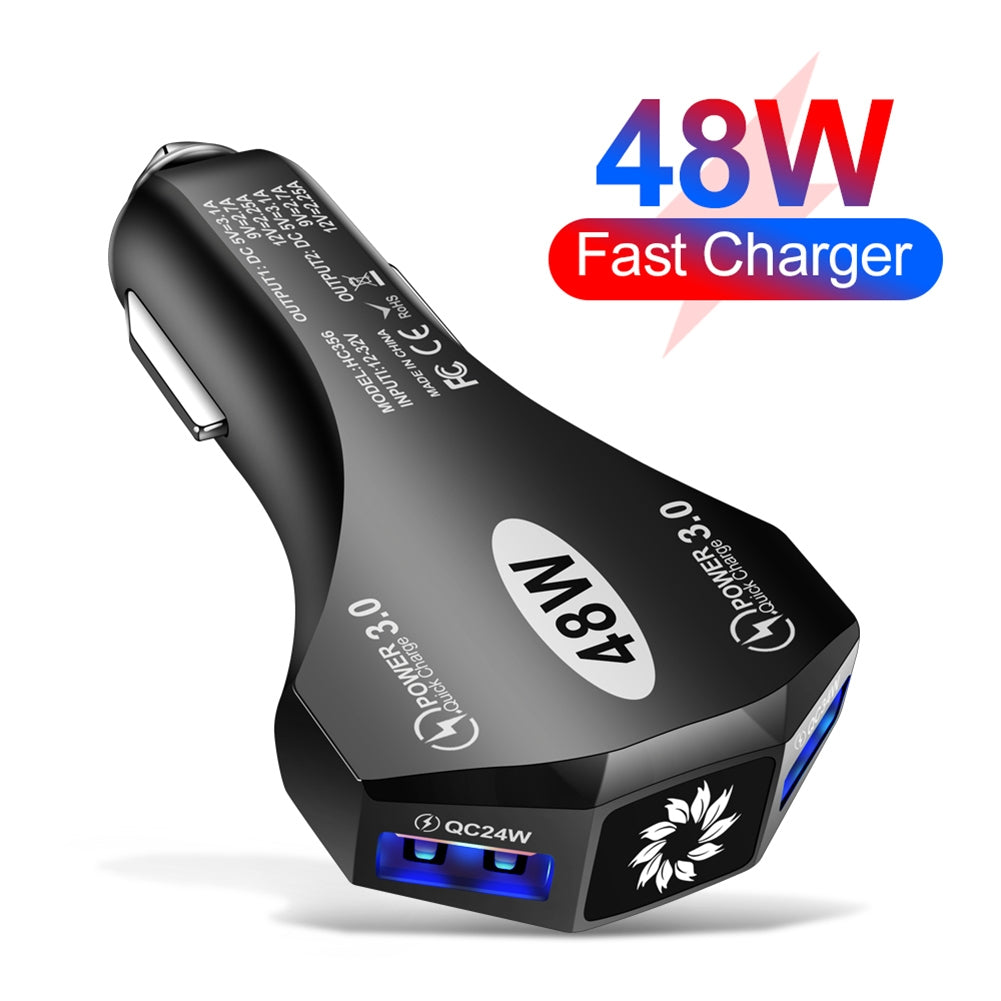 Car Charger Fast Charging Adapter 48w Dual QC3.0 2USB 1-to-2 Constant Temperature for IOS Android Phone White - Premium Car Chargers from Rapidvehicles - Just $13.99! Shop now at Rapidvehicles