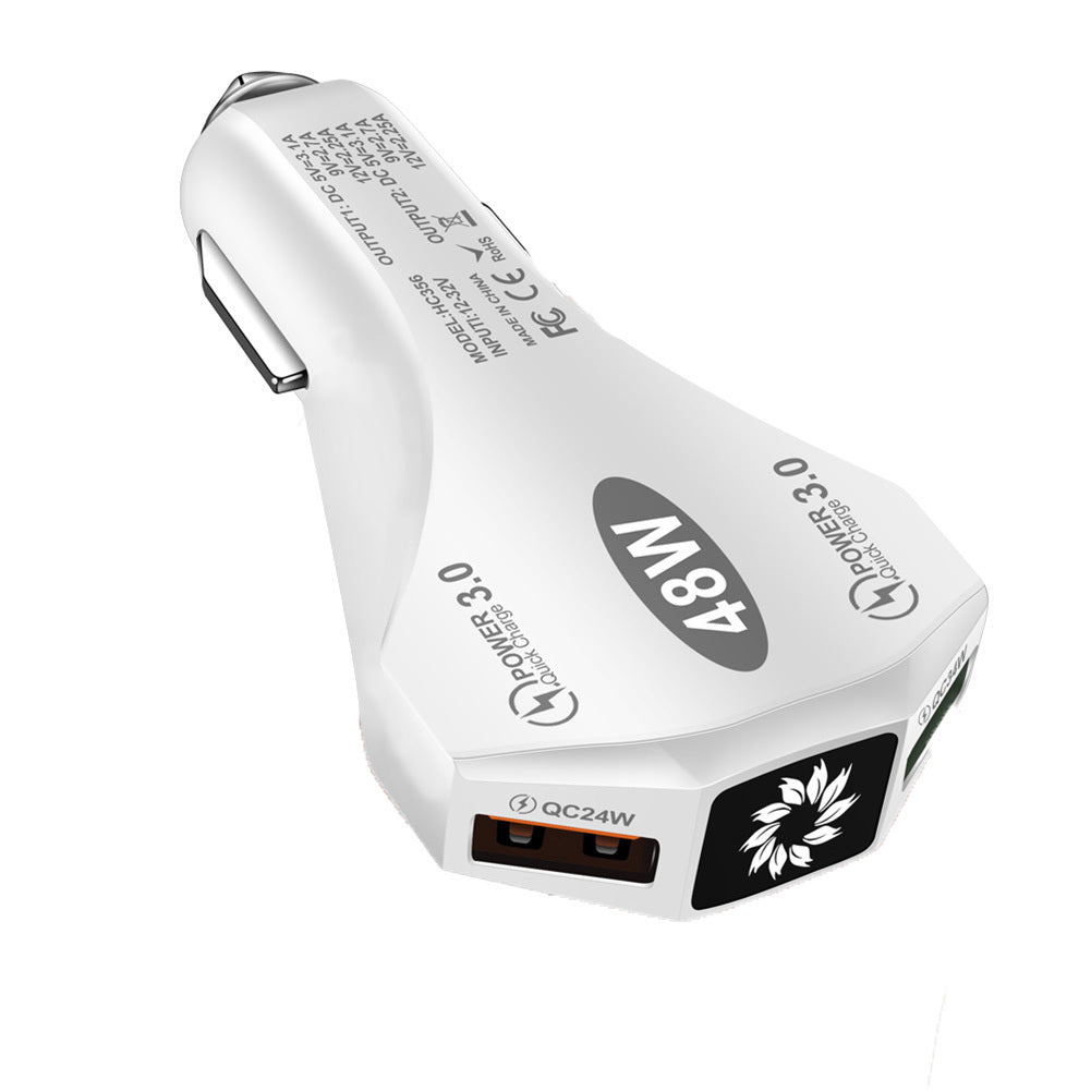 Car Charger Fast Charging Adapter 48w Dual QC3.0 2USB 1-to-2 Constant Temperature for IOS Android Phone White - Premium Car Chargers from Rapidvehicles - Just $13.99! Shop now at Rapidvehicles