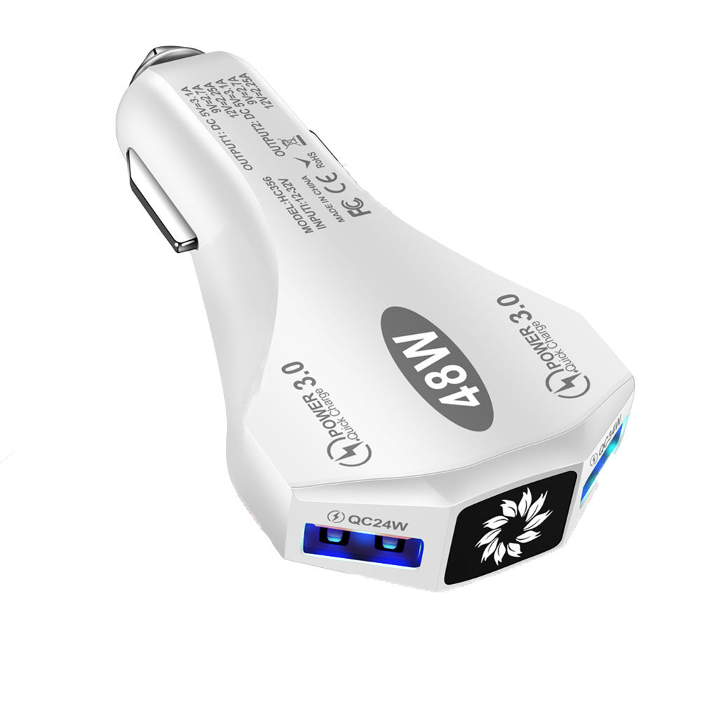 Car Charger Fast Charging Adapter 48w Dual QC3.0 2USB 1-to-2 Constant Temperature for IOS Android Phone White - Premium Car Chargers from Rapidvehicles - Just $13.99! Shop now at Rapidvehicles