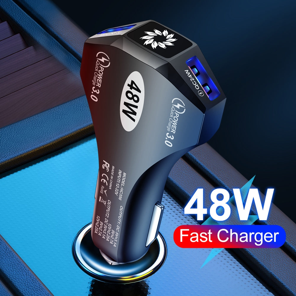 Car Charger Fast Charging Adapter 48w Dual QC3.0 2USB 1-to-2 Constant Temperature for IOS Android Phone White - Premium Car Chargers from Rapidvehicles - Just $13.99! Shop now at Rapidvehicles