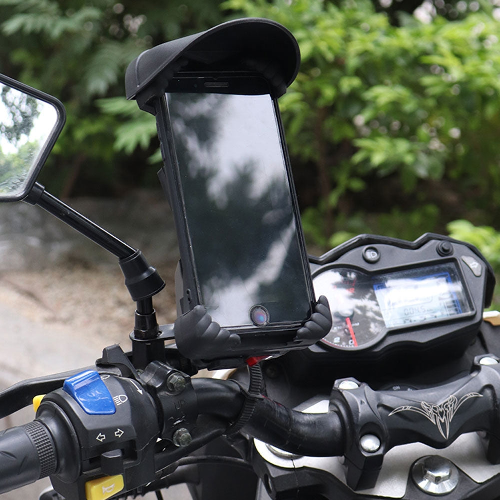 Motorcycle Phone Holder Sun Shade 360-degree Rotation Phone Clip Gps Navigation Stand Shockproof Bracket 9-24V mirror charge - Premium Car Mounts & Holders from Rapidvehicles - Just $24.99! Shop now at Rapidvehicles