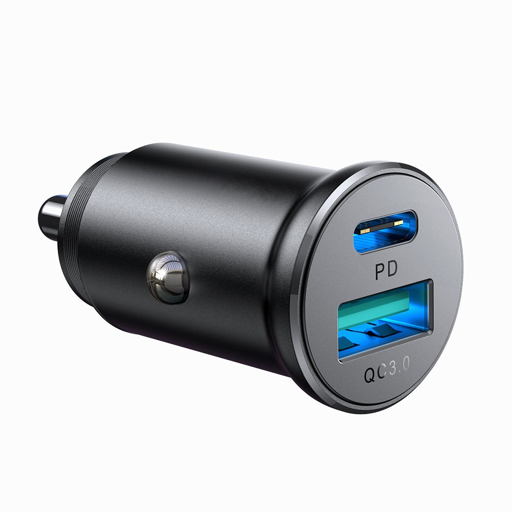 30W USB C Car Charger Adapter PD QC 3.0 Dual Ports Fast Power Charging Block Cigarette Lighter USB Charger All Aluminum Alloy Shell For Smartphones black CCN06 C+C 30W - Premium Car Chargers from Rapidvehicles - Just $23.99! Shop now at Rapidvehicles