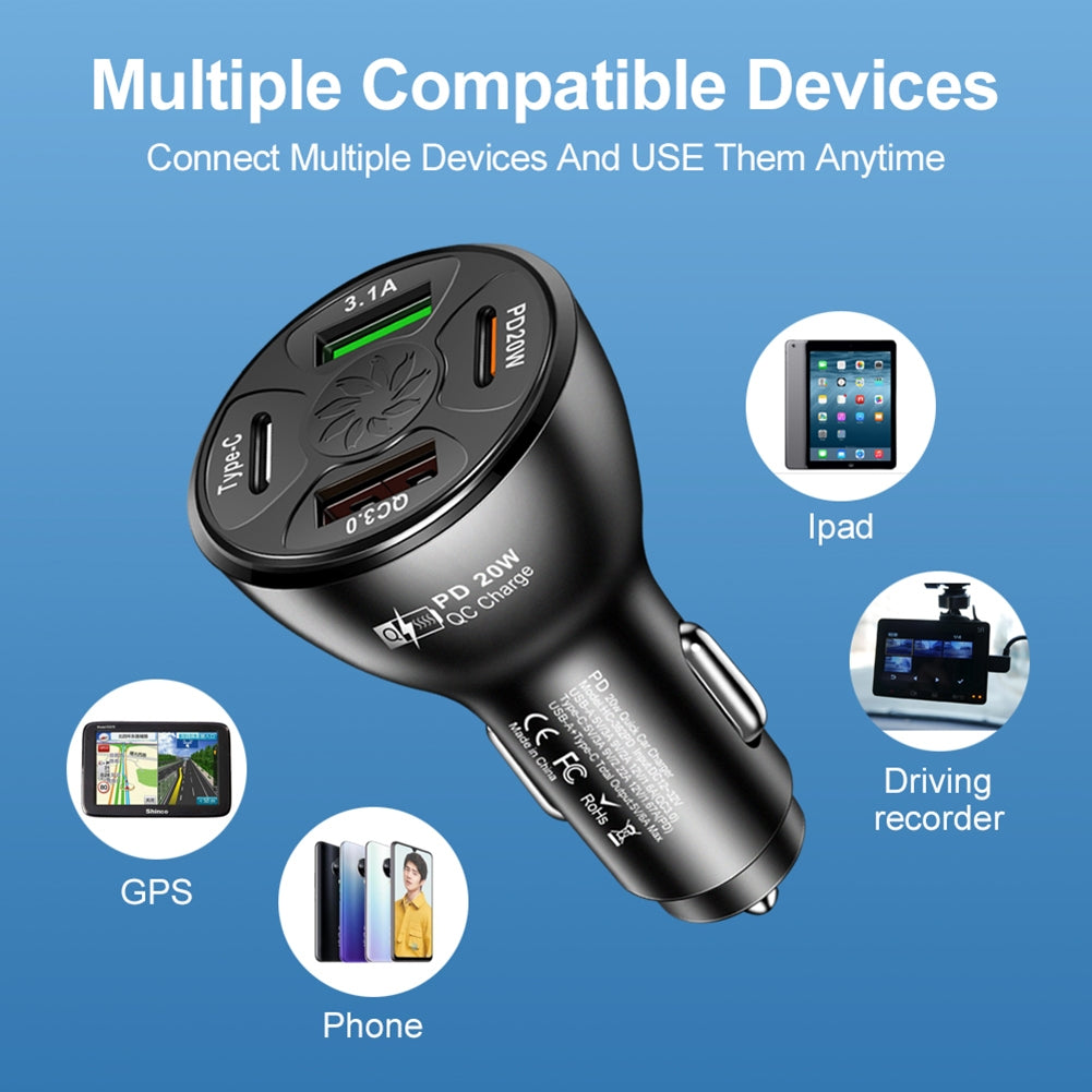 Usb Car Charger Fast Charging Adapter 20w Pd Qc3.0 Type 3.1a 2usb Multi-functional Multi-port Charger White - Premium Car Chargers from Rapidvehicles - Just $11.50! Shop now at Rapidvehicles