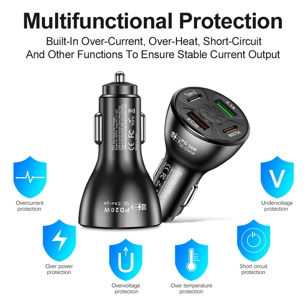 Usb Car Charger Fast Charging Adapter 20w Pd Qc3.0 Type 3.1a 2usb Multi-functional Multi-port Charger White - Premium Car Chargers from Rapidvehicles - Just $11.50! Shop now at Rapidvehicles