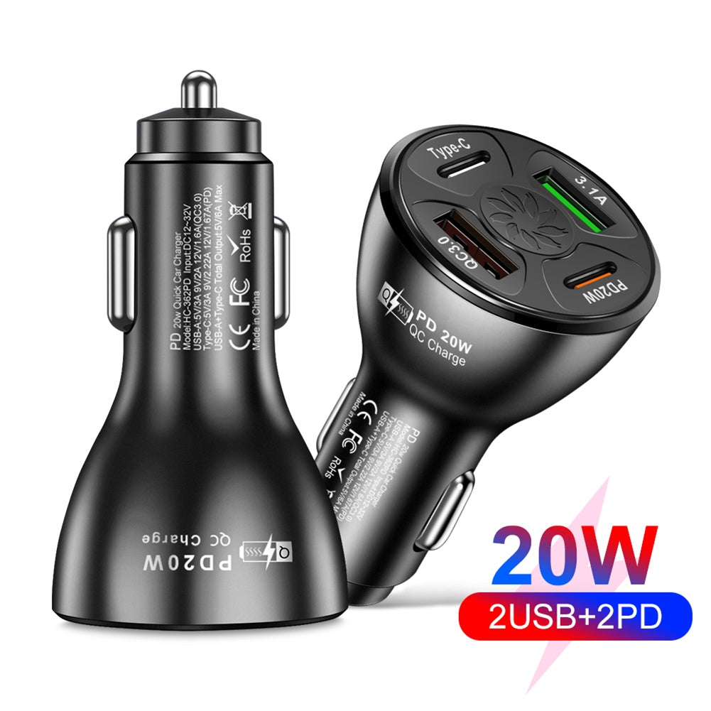 Usb Car Charger Fast Charging Adapter 20w Pd Qc3.0 Type 3.1a 2usb Multi-functional Multi-port Charger White - Premium Car Chargers from Rapidvehicles - Just $11.50! Shop now at Rapidvehicles