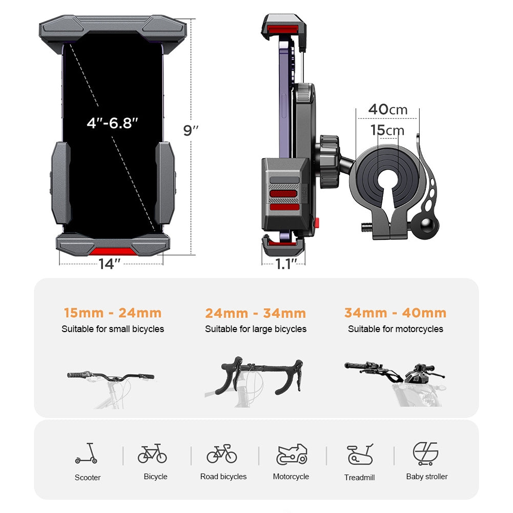 Mobile Phone Holder Bike Motorcycle Handlebar Sturdy Mount Stand Base Bicycle Handlebar Phone Base Stable Phones Clip Red - Premium Car Mounts & Holders from Rapidvehicles - Just $37.99! Shop now at Rapidvehicles